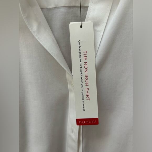 Talbots Non-Iron Button Up Shirt Womens Size 16 Elbow Length NWT White Workwear - Picture 4 of 8